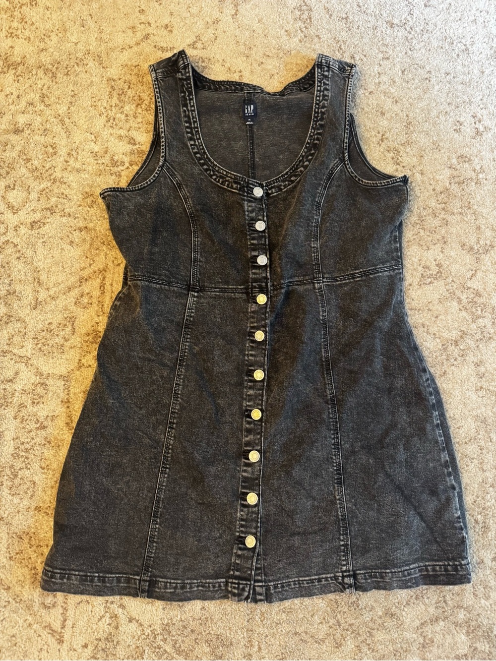 GAP Women’s Washed Black Denim Button-Front Dress